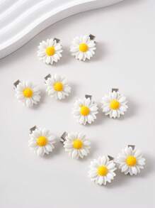 20pcs White Daisy Hair Clips, Sweet Floral Hair Accessories Suitable For Teenage Girls - Multicolor - View 9