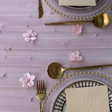 1 Stück perlrosa Blumen Tischläufer, Chiffon-Tüll-Tischdekorationsstoff für Geburtstagsfeiern, Valentinstag, Abschlussball