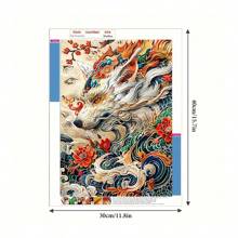 1 套时尚钻石画，带龙图案，圆形钻石，无框 - 彩色 - 查看 4