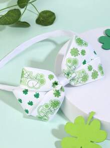 1 stuk schattige groene klaverprint strik haarband meisjes haaraccessoires