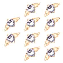 10 pezzi ciondoli a forma di cuore di cristallo con ali di angelo in lega, charms per fai da te per orecchini, portachiavi e artigianato femminile