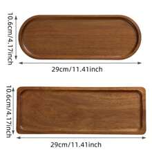 2pcs Elegant Wooden Serving Tray, Breakfast Tray, Wooden Tray, Acacia Wooden Tray, Multifunctional Snack Tray, Cake Tray, Bread Tray, Perfect For Coffee Table Desserts, Cakes& Snacks Ideal For Restaurants & Kitchens, Multi-Purpose, Bathroom Accessories, All Seasons