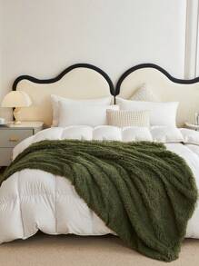 1 件白色毛绒毛毯大号单人床特大号豪华蓬松长毛绒毯子床上用品盖毯柔软舒适沙发毯适用于家庭、沙发、客厅大号单人床特大号多用途用于客厅、卧室和沙发 - 綠色 - 查看 7