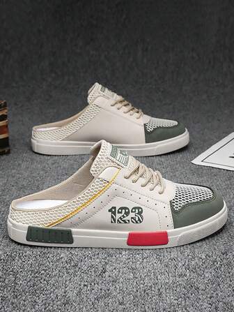 Men's Thick Sole Outdoor Non-Slip Wear-Resistant Casual Sport Sandals, Plus Size 47, Slip-On Slouchy Style, Breathable Knit Mesh, Lace-Up, Odor Resistant, Fashion Daily Work Casual Sport Shoes