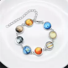 Galactic Charm Bracelet - Space Planet Solar System Inspired, Earth, Moon Fashionable Galaxy Nebula Jewelry, Amateur Astronomer Gift For Men Women Bracelet, Best Friends, Father's Day Gift, Adjustable Chain, Stylish Accessory - Multicolor - View 4