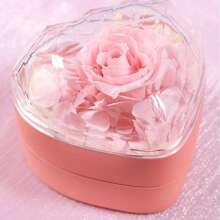 1 pièce Boîte cadeau en forme de cœur romantique avec fleur de savon, boîte de présentation pour la demande en mariage, emballage de bijoux, boîte cadeau pour la Saint-Valentin, cadeau de couple, cadeau de fête pour femme