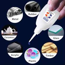 Cola Forte 502 Genuína Adesivo Multifuncional Reparo de Móveis Cola de Madeira Spray de Publicidade Pintura Bambu Madeira Cerâmica Artesanato Plástico Frasco Grande Cola Instantânea 502 Voltar às Aulas - Multicolorido - Visão 4