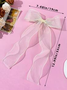 1pc Women's Fashionable & Graceful Casual Spring/Summer Sweet Girly Style Solid Color Mesh Bow Ribbon Hair Clip, Alloy Spring Clamp, Suitable For Daily Wear, Travel, Photo Shoot, Any Occasions, A Great Gift For Best Friends