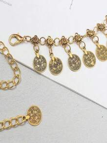 1pc Single Layer Metal Vintage Jingling Coin Waist Chain - Gold - View 4