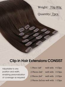 Yilite Hair Extensions Clip Ins 14-20 Inch 7pcs #2 Darkest Brown Clip In Hair Extensions Human Hair Straight Clip In Hair Extensions Real Human Hair Double Weft (14-20 Inches #2 Darkest Brown) - S2 - View 3