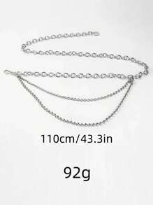 1pc Multi-Layer Fashionable Metal Lock Tassel Waist Chain Summer, School Fall, Autumn, Halloween - Silver - View 5