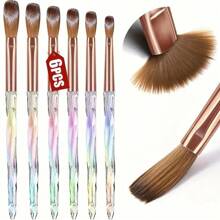 6pcs Acrylic Nail Art Brush Set, Sizes 4/6/8/10/12/14, Suitable For Acrylic Nail Powder Application, Gradient Nail Art Brushes, Applicable For Nail Art, Acrylic Powder And Acrylic Nail Kits, DIY Nail Salon - Multicolor - View 12