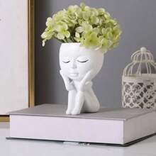 1pc Personalized Resin Doll Succulent Plant Closed Eyes Eve Plant Pot, Flower Pot Indoor Modern Decorative Plastic Plant Pot For All Houseplants, Succulents, Flowers And Cacti