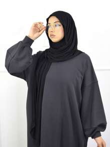 1pc Muslim Classic Women's Instant Jersey Hijab Scarf, Soft And Comfortable High-Quality Fabric, Suitable For Daily Wear - Black - View 4