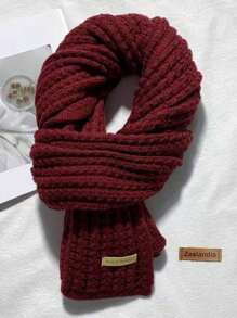 1pc Knitted Scarf, Unisex Thick Warm Casual Shawl, Fashionable High-End Feel For Autumn/Winter, Random Logo