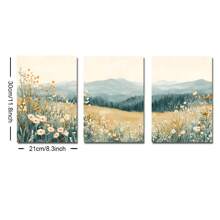 Bộ 3 bức tranh phong cảnh đồng quê Boho Mountain Daisy Wildflower không khung trang trí nhà nông thôn thẩm mỹ Tranh in vải canvas tối giản cho ký túc xá, căn hộ, phòng khách, phòng ngủ, trang trí nhà hiện đại - Nhiều màu - Xem 10
