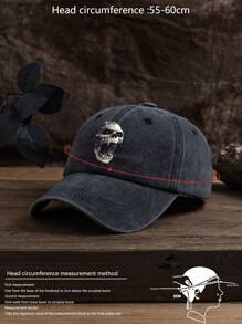 1 pieza Gorra de béisbol unisex con estampado de calavera, de uso casual al aire libre, ajustable y de tela suave lavada, adecuada para uso diario