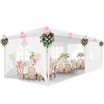CAROMA Pabellón impermeable, estable, resistente al invierno, para jardín, carpa cenador con ventanas y paredes laterales desmontables, protección UV para fiestas en el jardín, carpas para bodas y actividades comerciales.