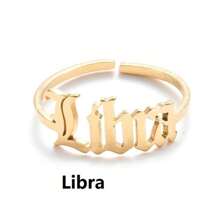1 pieza Anillo chapado en oro de acero inoxidable para mujer con doce constelaciones, de moda y sencillo, apropiado para el uso diario de joyas de mujer