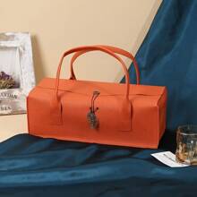 Imitation Leather Red Wine Gift Box, Large Capacity, Portable, New Chinese Style, Suitable For Mother's Day, Weddings, Thanksgiving, New Year, Bridal Parties, Birthdays, Housewarming, Father's Day, Multifunctional Storage Bags, Party Souvenirs, Red Wine Gift Bags