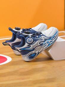Zapatillas de baloncesto transpirables profesionales para niños, con entresuela de EVA - Parte superior de malla ligera para interiores/exteriores, para niños y niñas de 6 a 12 años, que proporcionan soporte de tobillo y amortiguación dinámica