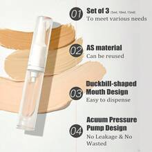 1 Stück Vakuumpumpen-Augencreme- und Foundation-Spender Flasche - modischer Entenschnabel-Reisegrößen, geeignet für Serum und Gel, formaldehydfreier Kunststoff, Größen 0,17/0,34/0,51 Oz - leere Flasche