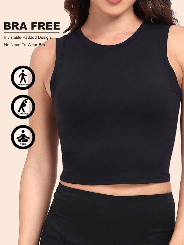 1 pièce Soutien-gorge de sport sans couture pour femme avec coupe amovible et rembourrage en mousse, double couche, absorbant les chocs, sans glissement, sans frottement, 70% polyamide, sensation naturelle, confortable, convient pour le yoga, la course, le fitness, les tenues décontractées