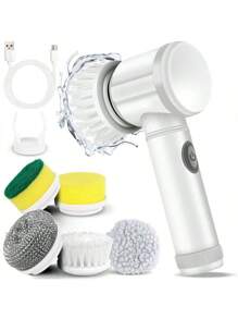 1pc Handheld Electric Cleaning Brush With 5pcs Replacement Head Electric Spin Scrubber,Bathroom Cleaning Brush Power Scrubber For Kitchen, Bathroom Tub, Home,Shower Tile, Carpet Bidet, Cordless Spin Scrubber Household Suppliers Gadgets. (This Product Is Suitable For Cleaning General Stains. For Excessively Difficult-To-Clean Stains, Please Use Other Products With Higher Power.) - Multicolor - View 14
