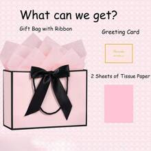 1/2/5 件装，多种尺寸，礼品袋，大号礼品袋，纸袋，纸质礼品袋，包装袋，分发袋，福袋（内含薄纸和贺卡），带提手礼品袋，派对回礼袋填充物，适用于伴娘、生日、开斋节、周年纪念日、婚礼派对、婚礼宾客回礼、情人节、单身派对等场合。 - 多色 - 查看 4