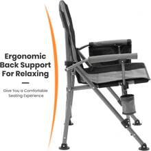 Portable Camping Chairs For Adults With Padded Hard Armrest, Sturdy Folding Camping Chair With Cup Holder, Storage Pockets Carry Bag Included, Support To 300 Lbs - 灰色 - 查看 11