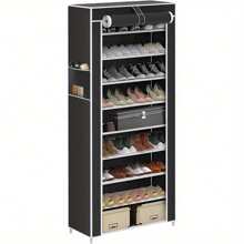 10 Layer Shoe Cabinet, Stackable Shoe Rack Storage Rack - Hand Assembled, With Non-Woven Fabric Shoe Cabinet