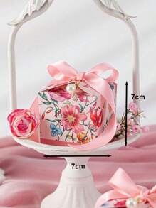 10pcs Hand Drawn Plant Flower Candy Box, Wedding Candy Box, Accompanying Gift Box, Wedding Candy Bag - Pink - View 3