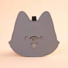 Cute Cartoon Dog Poop Bag With Leash Holder, PU Leather, Korean Style, Pet Cleaning Waste Bag
