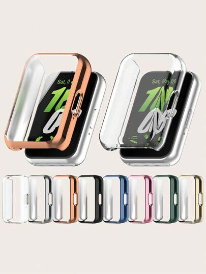 1 pieza Estuche protector de unicolor, casual, con borde electrochapado de TPU resistente a los arañazos, compatible con Samsung Galaxy Fit 3 Smart Band