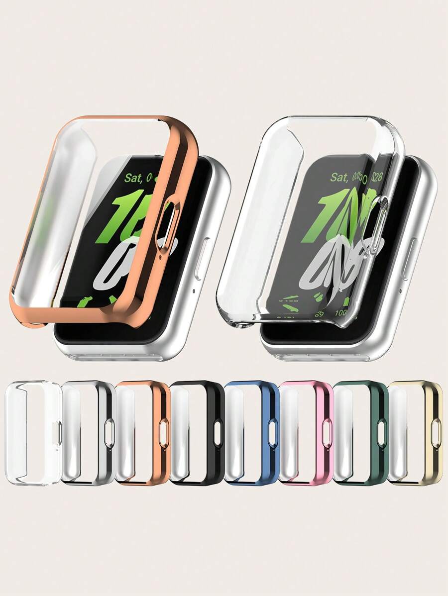 1pc Solid Color Casual Electroplated TPU Full Edge Scratch-Resistant Protective Case Compatible With Samsung Galaxy Fit 3 Smart Band - Galaxy Fit 3 - View 1