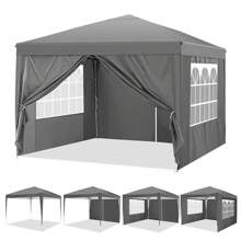 tooluck 3x3m Gazebo Waterproof Folding Tent Tonnelle Gazebo Carpas Cenadores With 4 Side Walls Sturdy Folding Gazebo For Outdoor Use With 50+ UV Protection Pop-Up Garden Party Tent For Outdoor Use Wedding Market - 灰色 - 查看 7