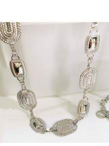 Women's Belt Chain Circle Engraved On The Chain Well Detailed Women's Accessory In High 92/120 * Category - Silver - View 2