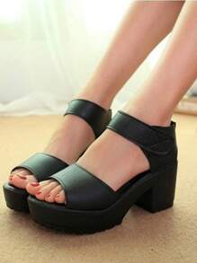 2025 Summer Women High Heel Sandals, Chunky Heel Sandals, Ladies Peep Toe Sandals, Waterproof Platform Thick Bottom Sandals, New Style Peep-Toe Shoes, Fashion Casual Lightweight Shoes, Black High Heel Sandals, Black Sandals, Thick Bottom High Heel Shoes, Black Shoes