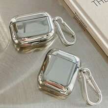 兼容 1/2 蓝牙耳机保护壳，时尚电镀 Pro 3 保护套，TPU 软壳兼容 AP 4 - 銀色 - 查看 9