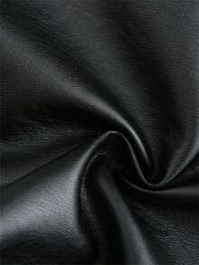 女式短款仿皮夹克，春/秋，立领，薄皮摩托车夹克，D02 - 黑色 - 查看 12