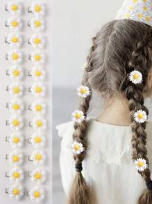 20pcs White Daisy Hair Clips, Sweet Floral Hair Accessories Suitable For Teenage Girls - Multicolor - View 3