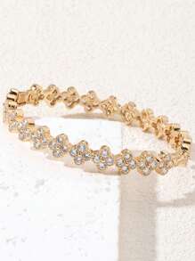 1 pezzo Braccialetto alla moda decorato con fiori e cristalli di zirconia, adatto per le donne da indossare in feste, matrimoni e occasioni formali