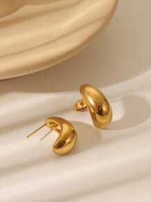 1 对不锈钢镀金简约几何珠水滴耳钉，女士女孩日常、节日、婚礼、派对、生日、节日装饰或礼物 - 金色 - 查看 12