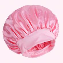 1PC Custom-Made Soft Satin Imitation Hair Sleeping Cap Wide-Brimmed High Stretch Hood Beauty Shower Cap Hair Care Hair Care Cap Women Care Satin Nightcap Gifts