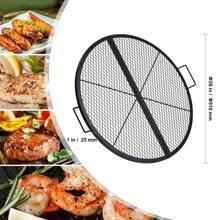 X-Marks Fire Pit Grill Grate, Foldable Round Cooking Grate, Heavy Duty Steel Campfire BBQ Grill Grid With Handle And Support X Wire, Portable Camping Cookware For Outside Party, 36 Inch Black - Black,Product Size: Φ36x1 in - 查看 7