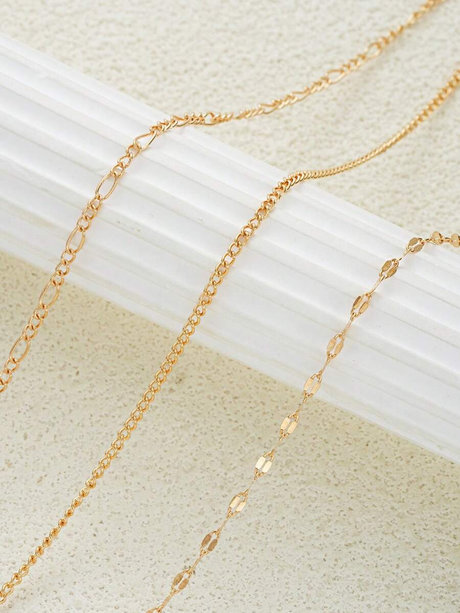 3pcs Minimalist & Sexy Chain Waist Chain, Suitable For Women In Any Occasion - Gold - View 1