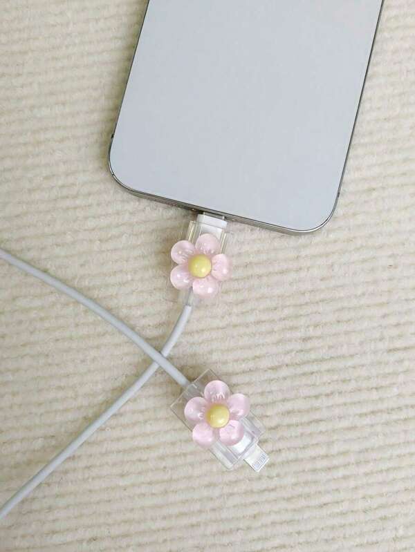 2pcs Floral Cable Protectors, Anti-Breaking Charging Cable Protective Cover, Phone Wire Connector Protector Charger Protector