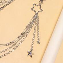 1pc Punk Versatile Skull Metallic Decor Women Street Fashion Double Layer Waist Chain Accessory Summer, School Fall, Autumn, Halloween