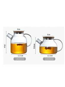 1 件套玻璃茶壶炉灶，硼硅酸盐透明茶壶配竹盖，玻璃茶壶带可拆卸过滤嘴，茶壶开花和散叶茶壶茶冲泡器适用于露营玻璃茶壶，炉灶和微波炉友好型玻璃硼硅酸盐茶壶 - 彩色 - 查看 15