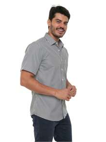 Rand paul Men's Casual Slim Fit Short Sleeve Plaid Shirt With Pockets - màu đen - Xem 4